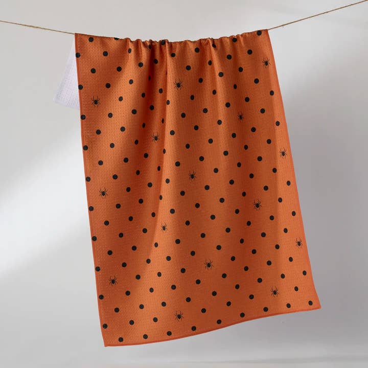 Spookydots Orange Tea Towel