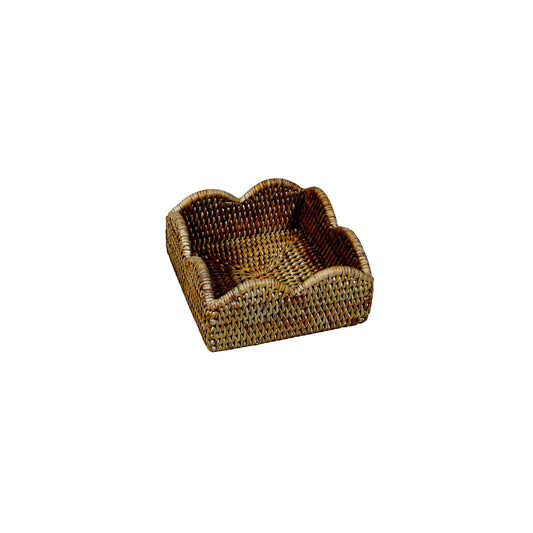 Rattan Scallop Cocktail Napkin Holder- Natural