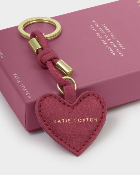 Key To My Heart Keychain - Raspberry Pink Suedette