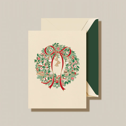 Engraved Holiday Cards - Christmas Morning Wreath