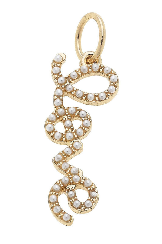 Charm - Love Script - Pearl Studded