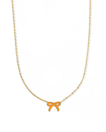 Necklace - Sadie Orange Bow