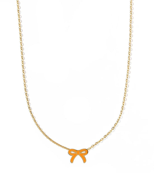 Necklace - Sadie Orange Bow