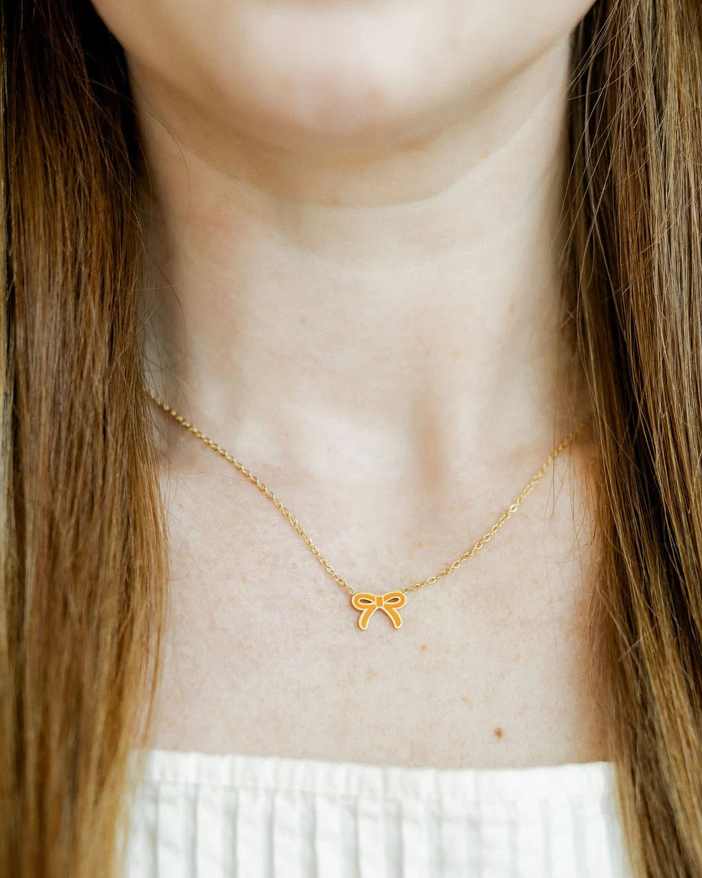Necklace - Sadie Orange Bow