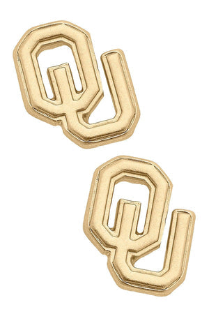 Oklahoma Sooners 24K Gold Plated Stud Earrings
