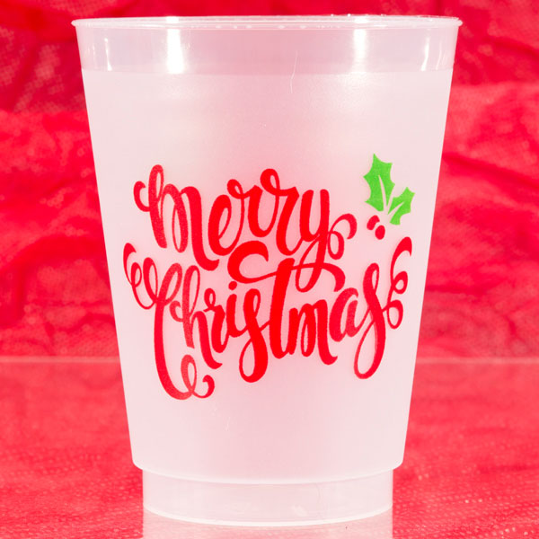 16 oz Shatterproof Cups - Merry Christmas Script