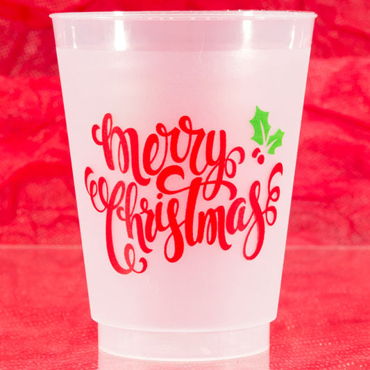 16 oz Shatterproof Cups - Merry Christmas Script