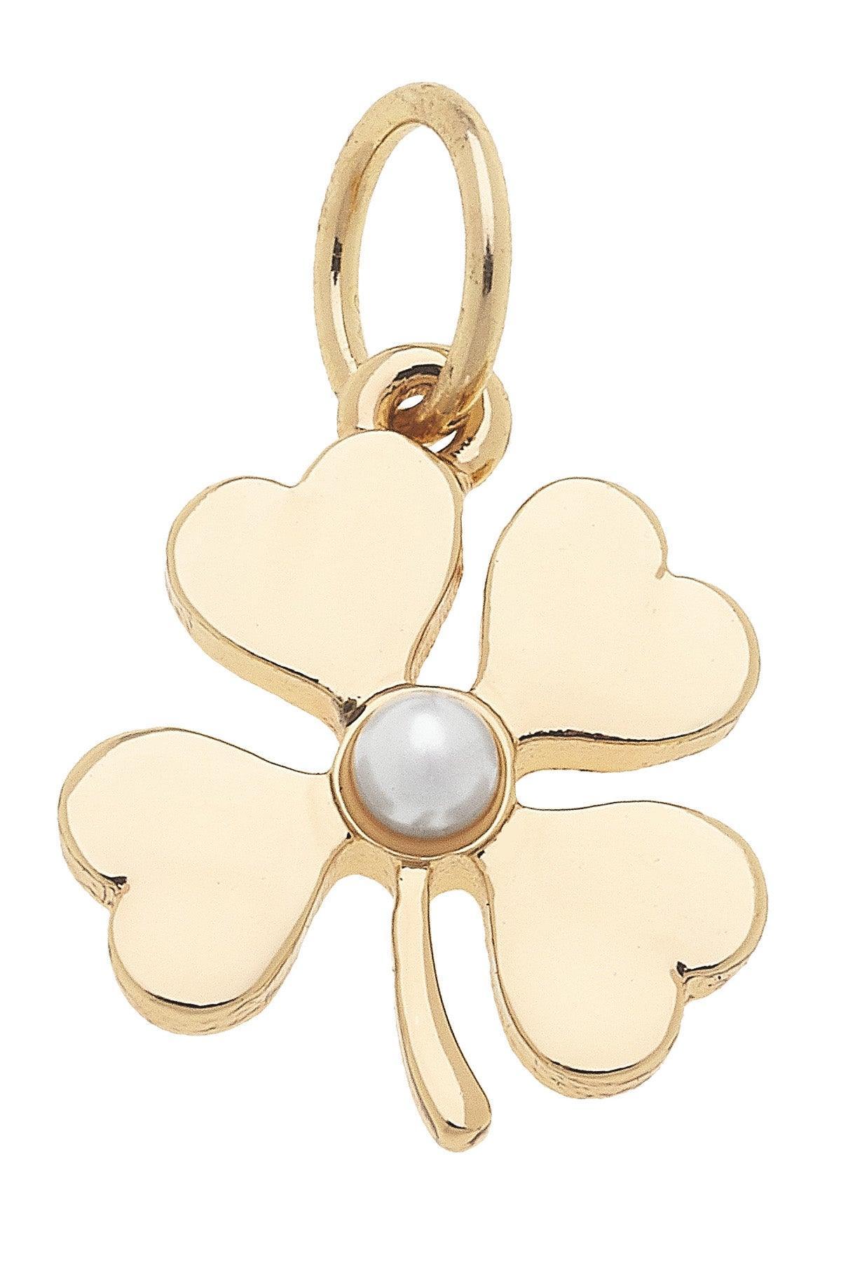 Charm - Pearl Shamrock Gold