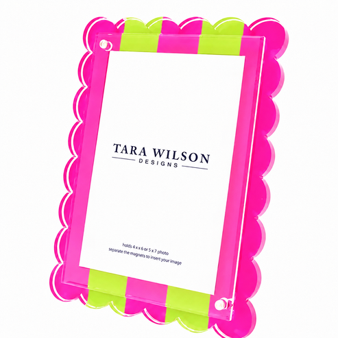 Picture Frame - Scalloped - Pink and Green