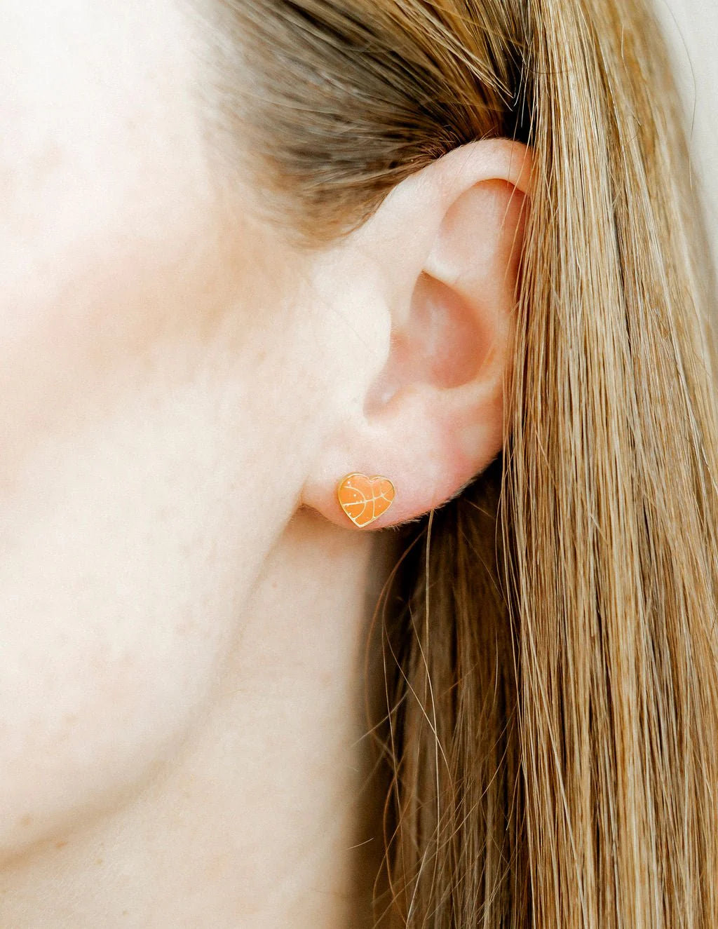 Screwback Stud Earrings - Basketball