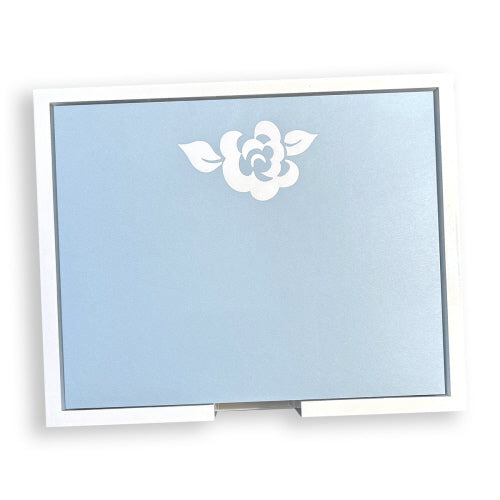 White Foil Luxe Flower-Blue
