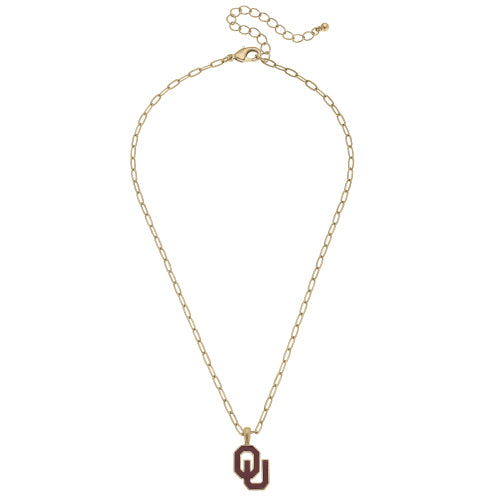 University of Oklahoma Logo Pendant Necklace in Red