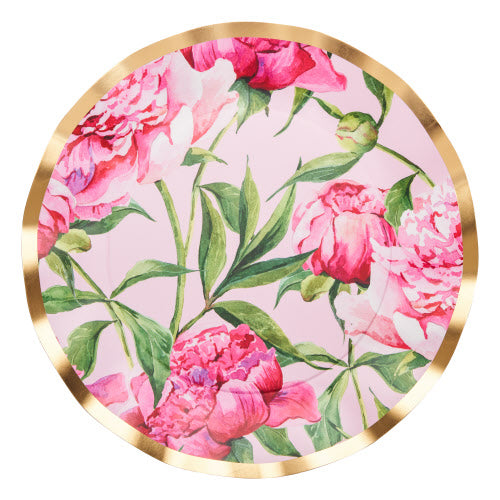 Wavy Dinner Plate Pink Peonies | 8pkg