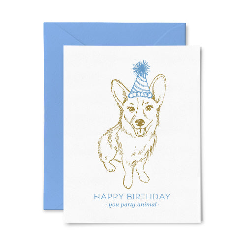 Corgi Birthday Letterpress Card
