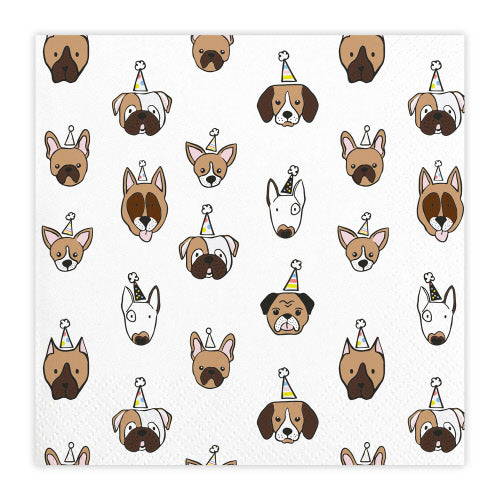 Beverage Napkins - Party Hat Dogs