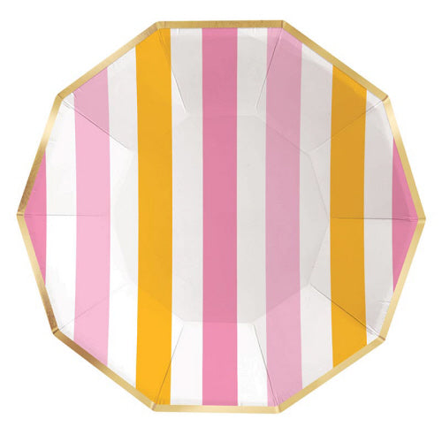 Dessert Plate- Decagon Cabana Stripe
