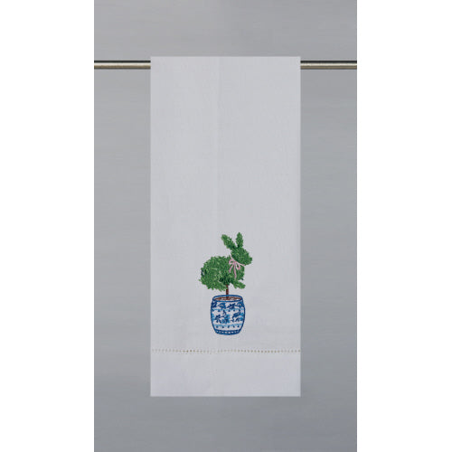 Embroidered Kitchen Towel - Bunny Topiary