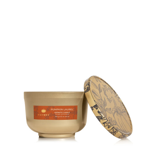 Poured Candle Tin + Gold Lid - Pumpkin Laurel