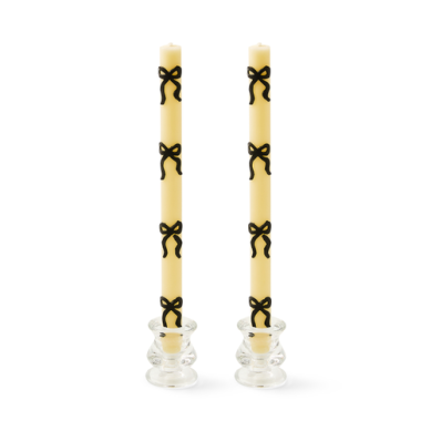 Black Bow Dinner Candles - Set of 2