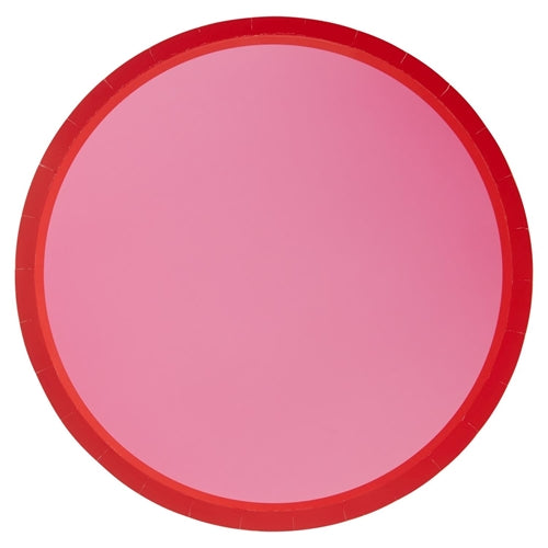 Pink and Red Color Block Dinner Plates | Set of 8