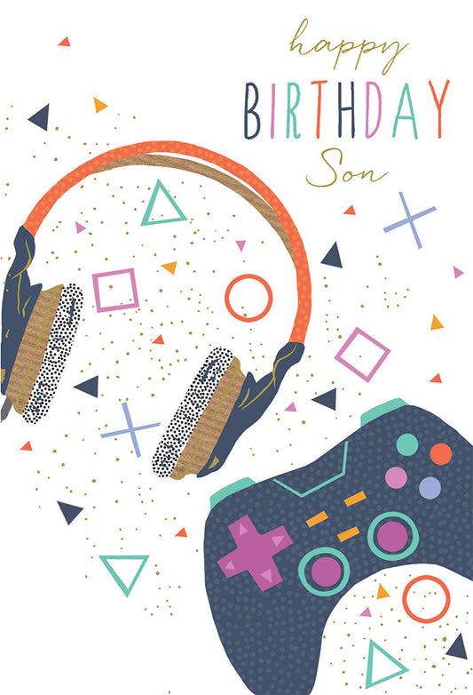 Headphones & Controller Birthday Card Son