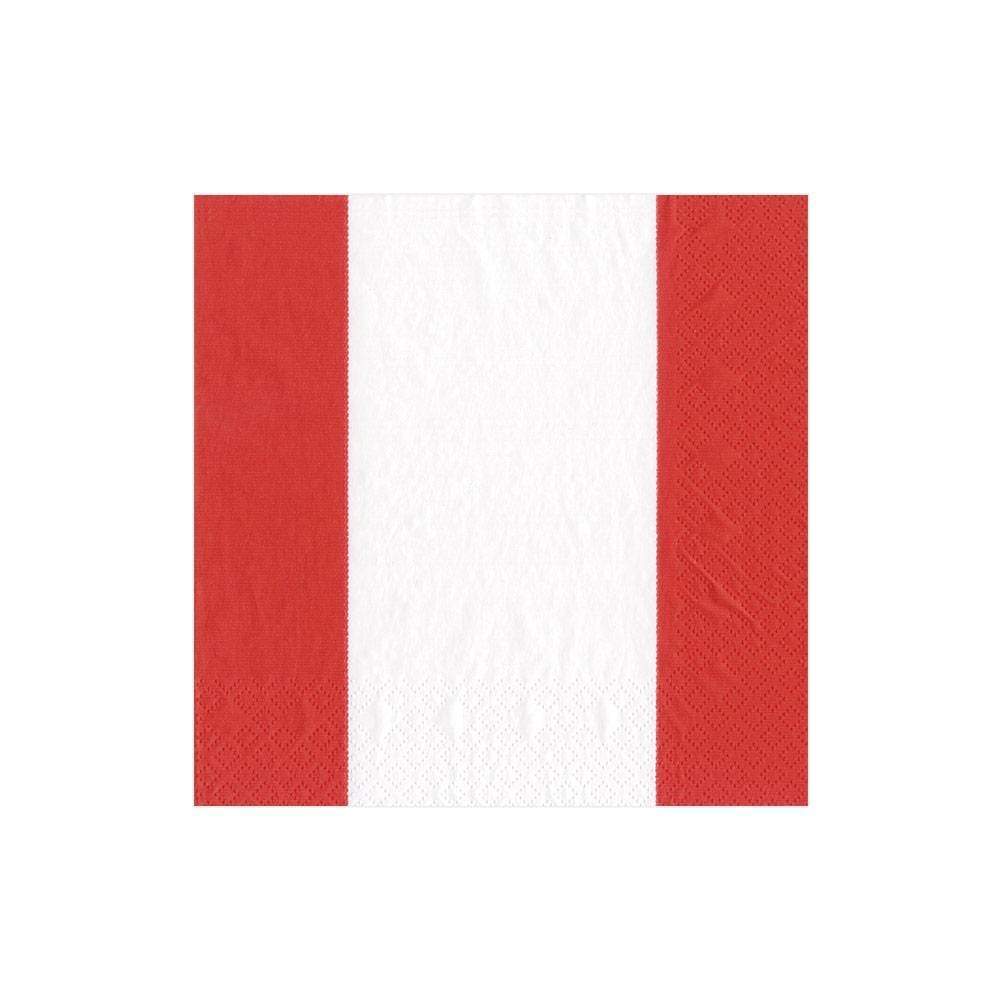 Bandol Stripe Cocktail Napkins in Red - 20 Per Package