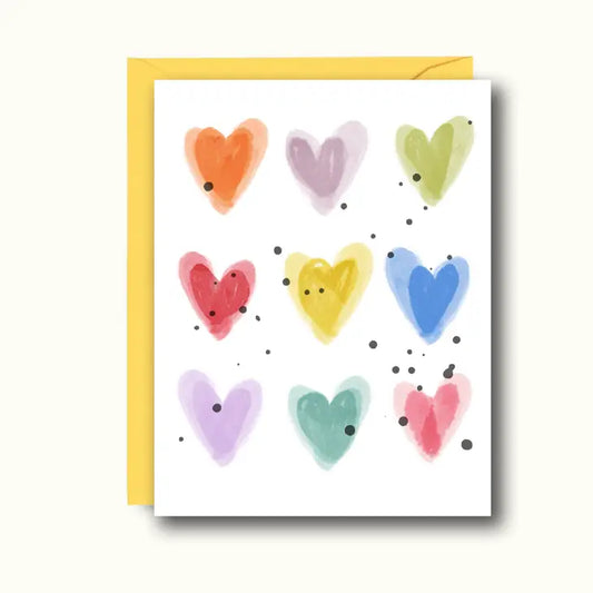 Watercolor Hearts Greeting Card