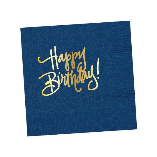 Happy Birthday Cocktail Napkins - Navy