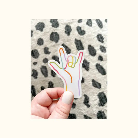 Single Line ILY Sign Sticker