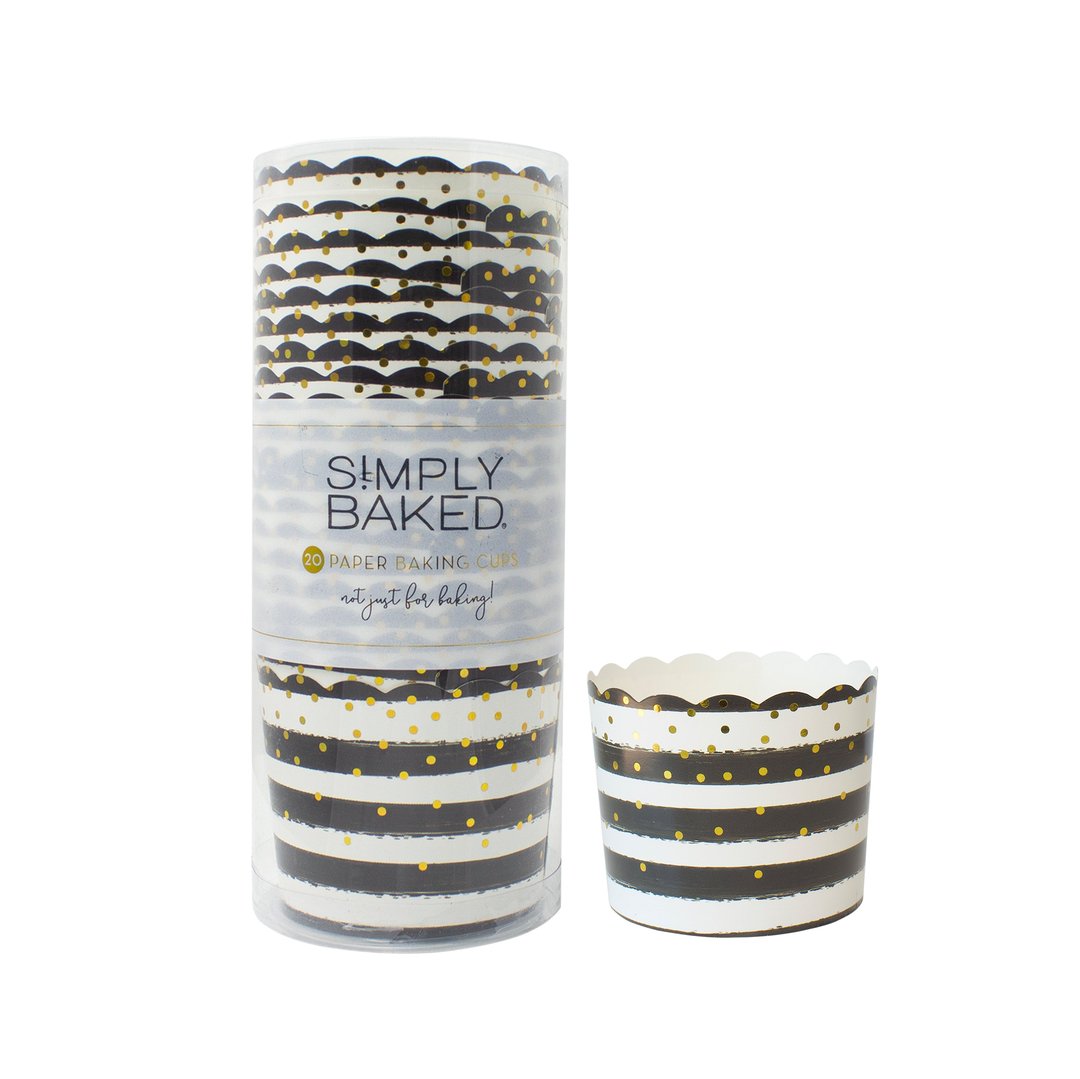 Large Baking Cups -  Black Confetti Foil