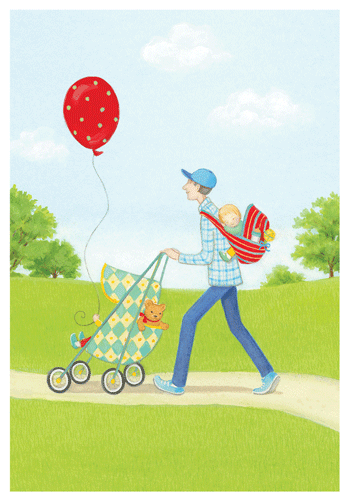 Dad, Baby and Stroller Card