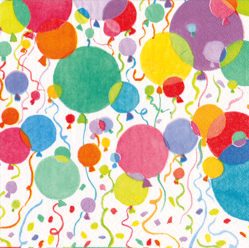 Balloons And Confetti White Napkin Cocktail