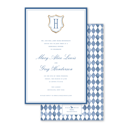 Blue Diamond Crest Invitation - 10 CT