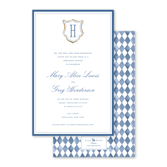 Blue Diamond Crest Invitation - 10 CT