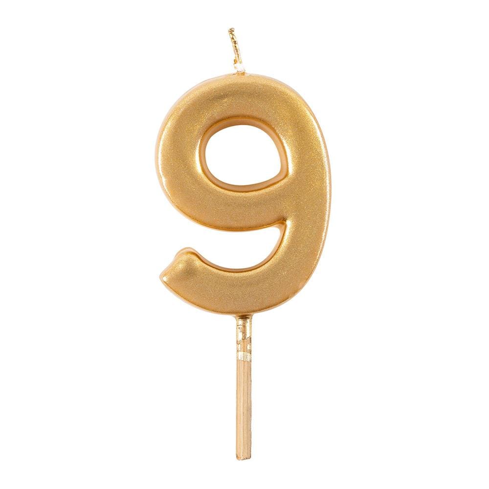 Gold Number Birthday Candle - Number 9