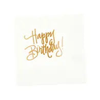 Happy Birthday Napkins - White